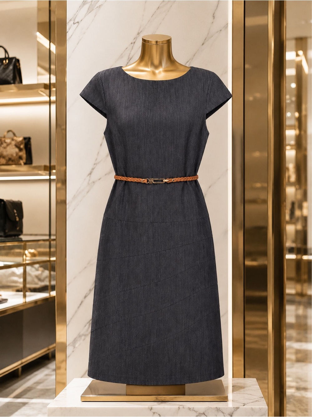 ALYX Dress Size 14 Charcoal Architectural Textured Sheath Designer Classic